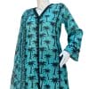 Green 3pcs Printed Lawn with Chiffon Dupatta - Image 2