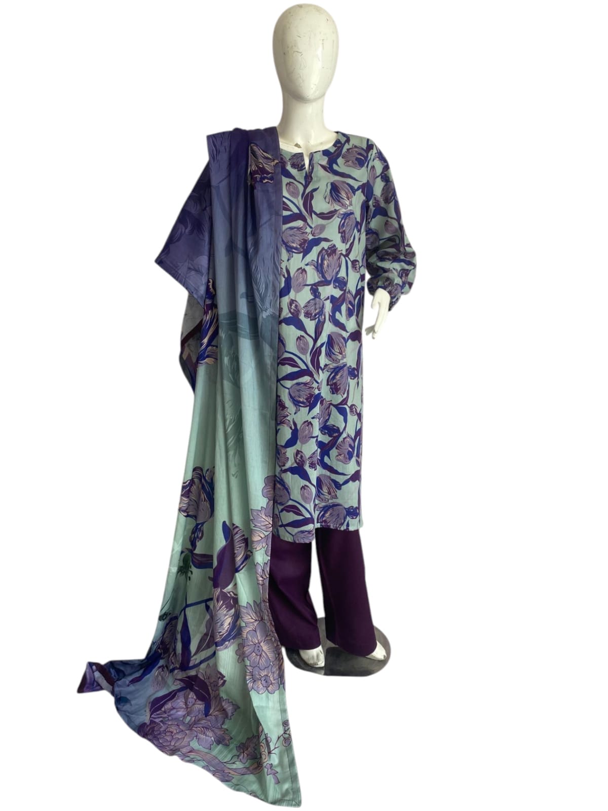 Purple 3-Piece Printed Lawn