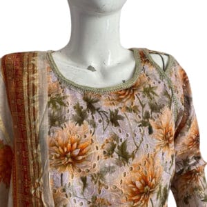 Greyish Green Chickenkari 3pcs lawn