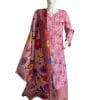 Pink 3 pcs Chickenkari Printed Lawn